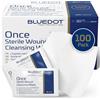 Blue Dot Salviette saline sterili, confezione da 100: senza alcool, delicate e igieniche: pulizia delle ferite, salviette per gli occhi, pronto soccorso, piercing, post-cura del tatuaggio, kit di