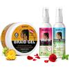 WOZUTUNT Cofanetto Gel Capelli Ricci con Shampoo Intrecciato e Olio Spray - Lisciante per Twists, Locs, Trecce, Cornrows e Controllo dei Bordi - Gel Capelli Afro Kit Cura Parrucchiere Intrecciato Facile da