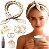 Veloray Ferro Arricciacapelli Senza Calore，Boccoli Notturni con Curler e 2 Scrunchies in Raso，Bigodini per Dormire e Ottenere Onde al Mattino, per Salon Barber, Capelli Medi Lunghi