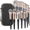 Maange Set di pennelli per trucco, MAANGE 18 pezzi professionali con borsa, pennelli sintetici premium per viso, Kabuki, fondotinta, fard, cipria, ombretto