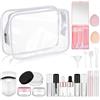 Maxdot Confezione da 20 contenitori da viaggio per il trucco, mini pennelli da trucco, kit di flaconi vuoti con spatole per le dita, a prova di perdite, accessori cosmetici ricaricabili per prodotti