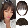 RUNRAYAY 100% Human Hair Bangs, Fake Clip in Wispy Bangs with Temples, French Bangs, Faux Bangs Hair Clip, Easy Hair Extensions, Clip on Bangs Curved Bangs for Daily Wear - Dark Brown