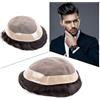 SONGYL-20249 Parrucca uomo Parrucca da uomo con capelli umani, posticci for, fini, mono, in PU, protesi for maschili, 6 unità di sostituzione dei indiani Remy for, colore marrone 2#(7x10)