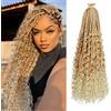 Saisifen 8 Pacchi Boho Dea Box Trecce Capelli All'uncinetto per Le Donne Nere, Pre-ciclo Bohemian Micro Trecce Con Capelli Ricci T27-613 Biondo Ombré 10 Pollici(25cm)