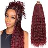 Saisifen 8 Pacchi Boho Dea Box Trecce Capelli All'uncinetto per Le Donne Nere, Pre-ciclo Bohemian Micro Trecce Con Capelli Ricci Bordeaux 10 Pollici(25cm)