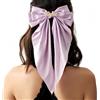 MEIEG Fermaglio per Capelli Con Fiocco Personalizzato Con Nome Inciso Fermagli per Capelli Francesi Con Fiocco Grande E Nastro Lungo Fermagli perCapelli Morbidi In Raso E Seta per Matrimonio(Purple)