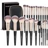 MAGEFY Pennelli da trucco, 22 pezzi, set di pennelli sintetici professionali di alta qualità, con custodia, pennelli per fondotinta, ombretto, set di pennelli da trucco da viaggio (oro nero)