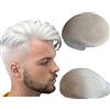 N.L.W. N.L.W 360 Parrucche di Pizzo Pieno Full Lace Parrucca Uomo per Afro Uomini Sistema di Sostituzione dei Capelli Protesi Capelli Uomo 8×10 Pollici Pelle Sottile 0.06cm Spessore Parrucche (Gray)
