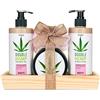 BRUBAKER Cosmetics Set Bagno e Doccia All'olio di Canapa con Fragole Fresche e Cocco, Presentati Su Vassoio Decorativo in Legno