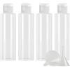 ZEOABSY 4 Pezzi 150 ml Trasparente Bottiglie di plastica PET con Tappo Flip Top Bianco, Spalla Piatta Contenitori per Cosmetico, Bottiglie da Viaggio per Lozioni, Liquido, Olio