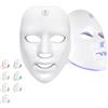 Sulobom Maschera viso e collo di luminoterapia LED, dispositivo di cura della pelle del viso, 7 colori rosso e blu, ringiovanimento, ricaricabile tramite USB, senza fili, prodotto anti-età per le rughe (A)