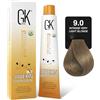 GK Hair Biondo Molto Chiaro Intenso 9.0 - Crema Colorante Semi-Permanente Nutriente, Serie Intense Naturals, Tonalità Naturali, Ideale per Colpi di Luce e Riflessi