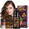 JHzood 3 In 1 Black Instant Hair Color Shampoo, Long Lasting, Fast Hair Dye For Men & Woman, Instant Black Hair Dye Shampoo For Gray Hair, 500ml (Chestnut Brown)
