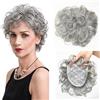 EREE HAIR EREEHAIR - Topper in 100% capelli umani con frangia, da donna, 15,2 cm, capelli ricci corti e ricci, con clip, base grande, 13 x 14 cm, copertura completa a 360°, sale e pepe