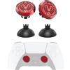 KD.FLY Metal Interchangeable Thumbsticks Caps & Thumb Sticks Base for PS5 Controller, Custom Grips Replacement Kit for PS5 Dual Sense Controller, 2 Joysticks, 2 Thumbsticks Base, Predator Emblem