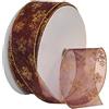 Morex Ribbon Snowflake Wired Sheer Glitter Ribbon, 2 - 1/5,1 cm da 45,7 m Bobina, Bordeaux/Oro