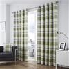 Fusion Federa Balmoral Check, Cotone, Green, Curtains: 66 Width x 72 Drop (168 x 183cm)