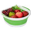 Relaxdays Scolapasta Pieghevole, Bacinella Colapasta Salvaspazio, Ciotola Scolatutto Plastica, 13,5x33,5x32,5 cm, Verde