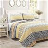 Lush Decor Set copripiumino reversibile in cotone oversize a righe bohémien, giallo e grigio, completo e regina