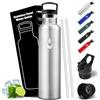 Mulbijeo Borraccia Termica 1 Litro, Senza BPA, Borracce Termiche, 18/8 Acciaio Inox, Termos, Sottovuoto a Doppia Parete, Bottiglia Termica con Cannuccia, Borracce Termiche per Sport, Palestra, Bici