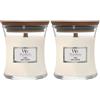 WoodWick Candela profumata Hourglass media con stoppino crepitante | Biancheria | Durata della fragranza: fino a 20 ore (Confezione da 2)