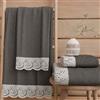 PETTI Artigiani Italiani - Asciugamani Bagno in 100% Spugna di Cotone, Set Asciugamani 1+1, 2 Pezzi 1 Asciugamano Viso e 1 Asciugamano Mani, Grigio Scuro