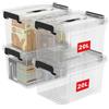 Cetomo 20L*4 Scatole di Stoccaggio in Plastica, Scatole Portaoggetti con Coperchio, Organizzatore con Manico, Contenitori per Casa e Ufficio, Impilabile, Resistente, Trasparente, 20L - Confezione da 4