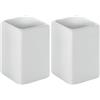 GEDY Queenstown Portaspazzolini da Bagno, Misure e Peso: 10X6,5X6,5 CM & 0,241 kg, Porta dentifricio e spazzolino in Ceramica Ecologica, Finitura Bianca, Design R&S Gedy, 2 Anni di Garanzia