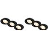 Briloner - Set di 6 faretti da incasso 230V piatti, orientabili, luce bianca calda, faretto, dimensione foro 68mm, 8x2,2 cm, nero