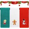 ORNACELE Confezione da 3 asciugamani natalizi di grandi dimensioni, 34 x 73,9 cm, 100% cotone spesso, asciugamani da cucina natalizi, omino di pan di zenzero, Babbo Natale, pupazzi di neve, ricami