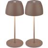 Briloner - Mini lampada da tavolo senza fili, IP44, touch, lampada da comodino, lampada scrivania, lampada LED, lampada LED ricaricabile, lampada da lettura, lampada touch, 8x20 cm (DxH), marrrone