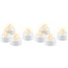 goobay Set di 8 lumini LED con funzione timer, luce bianca calda (2500 K), fiamma tremolante, matrimoni, periodo dell'avvento o decorazione per la cena, funzionamento a batteria, bianco, con 4 pile a