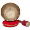 XDrum Set Completo Ciotola Tibetana XDrum Omshanti 20 cm, Fatta a mano in India | Materiale: lega di ottone, Diametro: ca. 20 cm, Peso: ca. 1200 g, Colore: oro, Cuscino, Ideale come base per ciotola tibetana