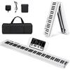 KOMFOTTEU Pianoforte Digitale 88 Tasti Pieghevole, Tastiera Elettronica Multifunzionale con Pedale Sustain per Principianti, Pianola Portatile con Borsa per Pianoforte (Bianco)