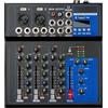 AIRYSSFU Mixer audio, Mixer professionale FD4 con 4 canali, console di mixaggio DJ portatile con interfaccia USB for le prestazioni