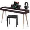 McGrey DP-17 WD Design Piano Set - 88 tasti pesati con meccanica a martello e dinamica di tocco - 128 suoni - 600 ritmi di accompagnamento - incl. panca, cuffie e scuola di pianoforte - noce scuro