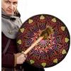 Whrcy Tamburo Sciamanico,Tamburo Di Design Decorativo Da 25 Cm - Shamanic Sound Healer Tamburo Sciamano, Pelle E Legno Strumentale Shaman Alchemy Moon Drum Per Meditazione Di Riflessione