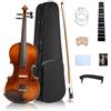 YoungMonic Violino acustico a 4 corde realizzato a mano in misure 1/8 1/4 1/2 4/4 realizzati con legno di abete rosso acero con raccordi in ebano e sono ideali per kit di violino adatti per