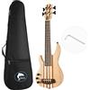 Batking Ukulele basso con tastiera 4 corde Ukelele, basso elettrico Uku con borsa Gig (mano sinistra naturale)