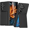 Rojeuinn Cover per Samsung Galaxy Z Fold 7, protezione antiurto di alta qualità, custodia robusta a portafoglio con supporto e porta carte - Nero