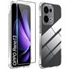 Rojeuinn cover per OPPO Reno13/Reno 13 5G +1 pezzo Vetro Temperato, Proteggi schermo ultra trasparente con durezza 9H, custodia protettiva morbida anticaduta e antipolvere -Trasparente