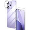 Rojeuinn cover per OPPO Reno 14 Pro+1 pezzo Vetro Temperato+1 pezzo Pellicola protettiva per la fotocamera,schermo ultra trasparente,custodia protettiva morbida anticaduta e antipolvere-Trasparente