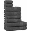 Tuiste - Set di asciugamani di 100% cotone, 8 pezzi: 2 teli da bagno, 4 asciugamani, 2 asciugamani per ospiti, morbidi e assorbenti, colore: grigio antracite