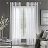 Deconovo Tende Voile Trasparenti in Stile Lino con Occhielli, 140x175 cm, Bianco, Set da 2