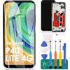 SRJTEK Per Huawei P40 lite 4G Schermo di Ricambio Per Huawei P40 lite 4G 2020 Display LCD Per Huawei P40 lite 4G Digitizer Assembly JNY-L21A Kit di Riparazione Con Telaio (Nero)