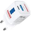 DCHK HARIBO Caricatore USB-C 30W GaN, Alimentatore USB-C PD a 2 Porte, Ricarica Rapida per iPhone 17 16 15 Pro Max, per iPad Pro Air, per Galaxy S25 S24, per Pixel 10 9 8, Compatto da Viaggio, Blu