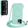 FMPCUON FNPCUON Cover Magnetica Silicone per iPhone 12 Pro Max con Cordino,Compatibile con MagSafe,Custodia con Laccio Collana Tracolla Collo Sottile TPU Antiurto Protettiva Case con Corda.Menta verde