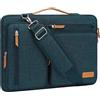 MOSISO 13,3 Pollici Borsa Tracolla Laptop, 13-13,3 Pollici Custodia Computer Compatibile con MacBook Air/Pro 13/Pro 14, HP Dell ASUS,Lato Open Borse Messenger&4 Cerniera Tasche&Handle, Teal Green