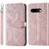 Rostsant Custodia per Google Pixel 9a 5G Cover a Slot per Carte Portafoglio in Pelle PU Custodia a Libro Albero in Rilievo Cover Telefono per Pixel 9a Oro Rosa