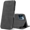 Verco Case per Apple iPhone 12 Custodia [6.1 pollice], iPhone 12 Pro Cover a Libro Pelle PU per iPhone 12/12 Pro Custodia Premio Booklet Protettiva, Grigio